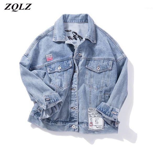 

zqlz plus size 5xl denim jacket women 2020 new embroidery letter streetwear jeans outwear autumn short jean coat female1, Black;brown