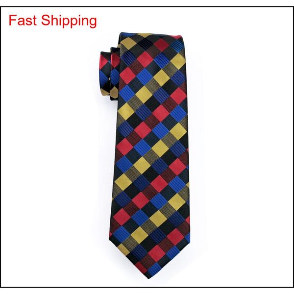 

classic plaid tie set for men hanky cufflinks black red yellow blue jacquard woven neck tie set silk mens busin qylrkd dh_seller2010, Black;blue