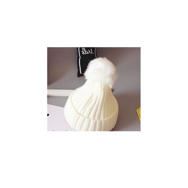 

2020 new fashion children winter hats baby kids girl solid knitted beanies caps hair ball thick baby boys girls winter jllned, Yellow