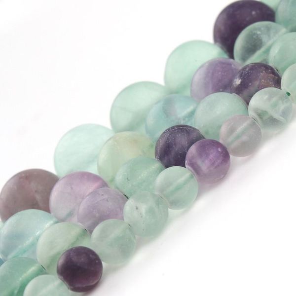 

natural matte frosted colorful fluorite beads round loose gem beads for jewelry making diy bracelet necklace 6 8 10 12mm 15 inch