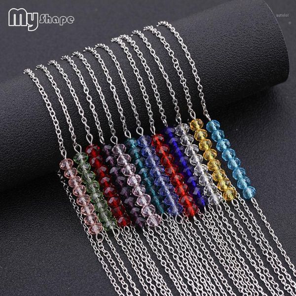 

my shape colorful beads chain necklace string 8 pieces beads transparent charm necklaces for women gift jewelry choker 12 color1, Silver