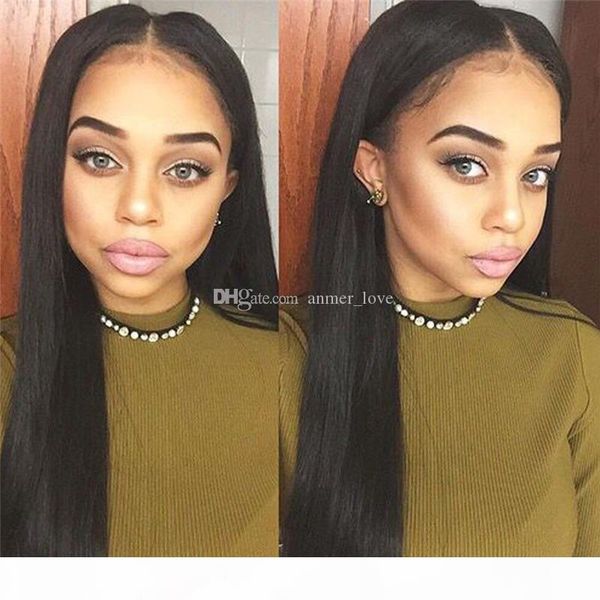 

130 density brazilian virgin human straight hair full lace wigs glueless human hair front lace wig for black women ing, Black;brown