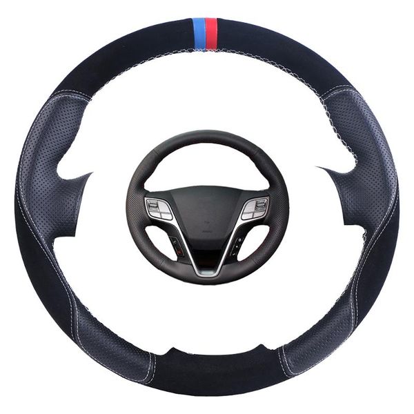 

hand-stitched artificial leather car steering cover steering wheel braid for santa fe 2013-2020 ix45