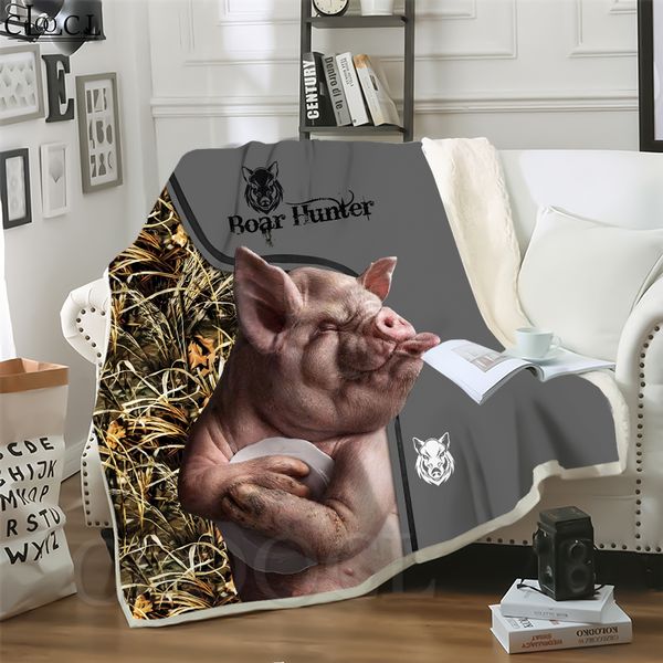 

cloocl blankets animal boar hunting beast 3d print casual style sofa travel throw blanket teens plush quilt
