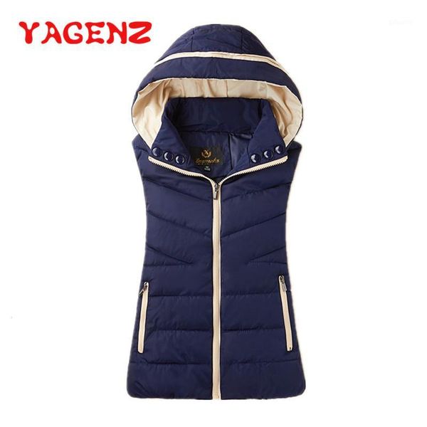 

yagenz autumn winter clothes short vest women waistcoat fashion vest plus size down cotton female warm hooded jacket 5351, Black;white