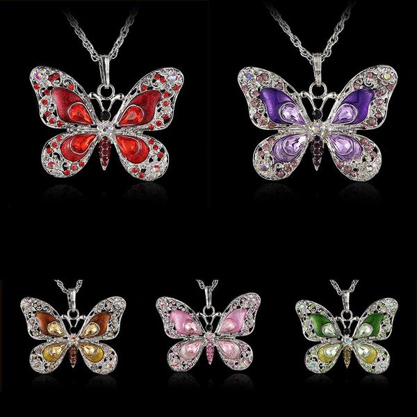 

rhinestone бабочки длинные ожерелья свитера ожерелья ожерелье для женщин ожерелье подвески ожерелье ювелирные изделия с звеньевой цепи sqctq, Silver