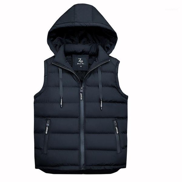 

men's vests 2021 fashion autumn winter vest men hooded thick warm sleeveless jacket waistcoat1, Black;white