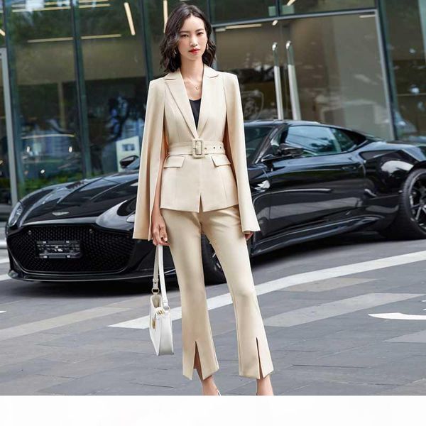 

2020 autumn winter fashion styles formal women business suits ladies office pantsuits professional styles blazers set red, White