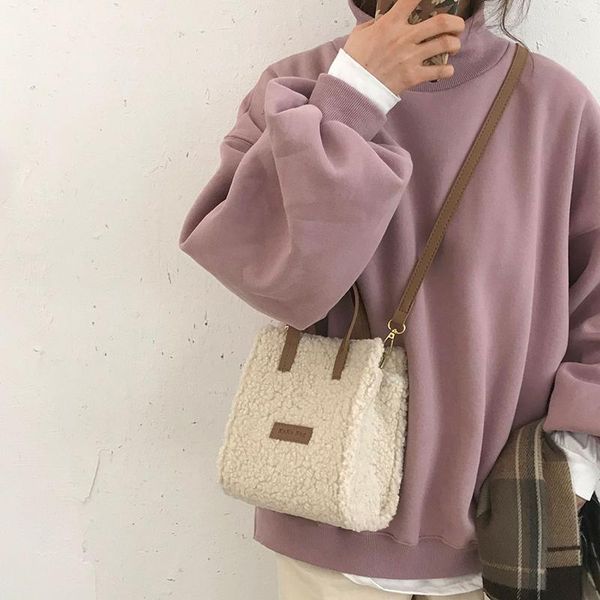 

cross body winter plush bag women 2021 tide net red cute tote hundred ins crossbody lamb wool