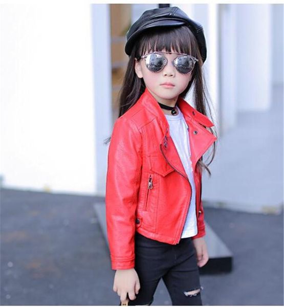 

girls pu jackets for girl coats teen windbreaker clothing children's outerwear girls jacket zipper leather motorcycle clothing, Blue;gray