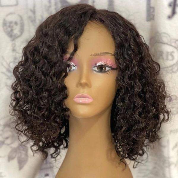 

short curly human hair indian human hair 13x4 lace wigs for women preplucked 360 lace frontal human hair wigs full lace wig 13x6, Black