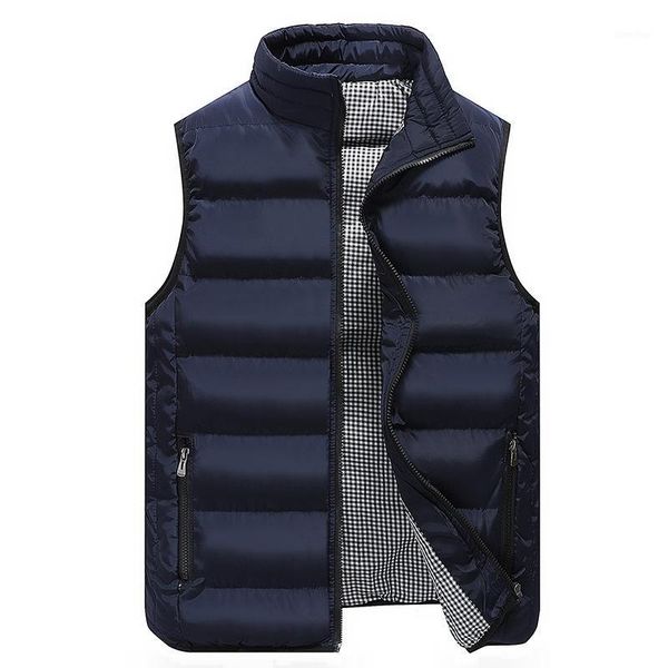 

men's vest coat autumn winter thick warm down cotton jacket men's korean style trend casual fashion plus size male waistcoat1, Black;white