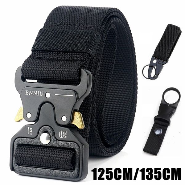 

army belt tactical metal buckles strong quick release adjustable length training combat military nylon men belts 220315, Black;brown
