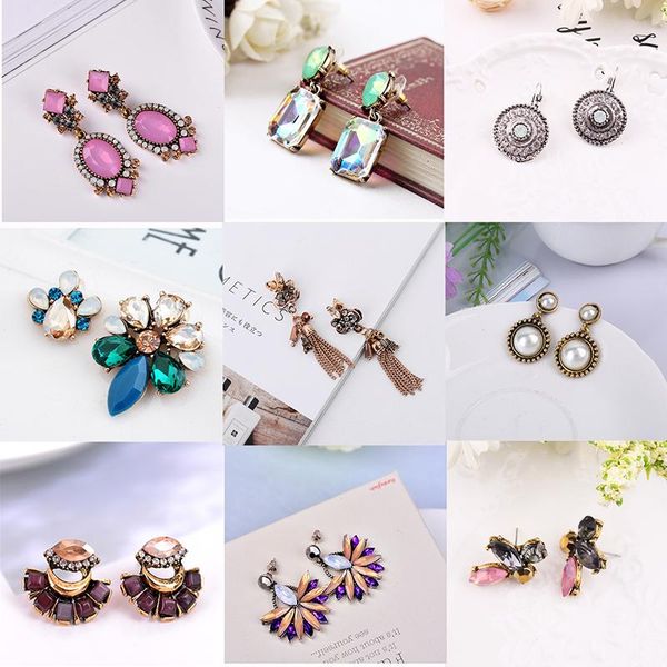 

dangle & chandelier lubov colorful crystal flower earrings for women imitation gold color pearl rhinestone decoration drop jewelry, Silver