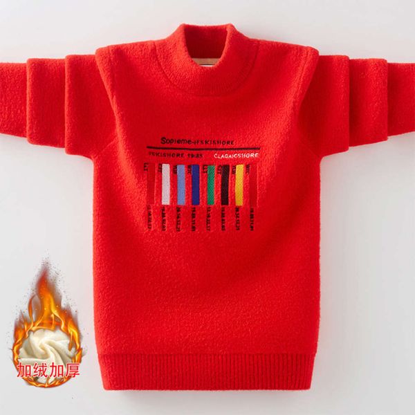 

2020 new boys' sweater children's middle big plush pullover, Blue