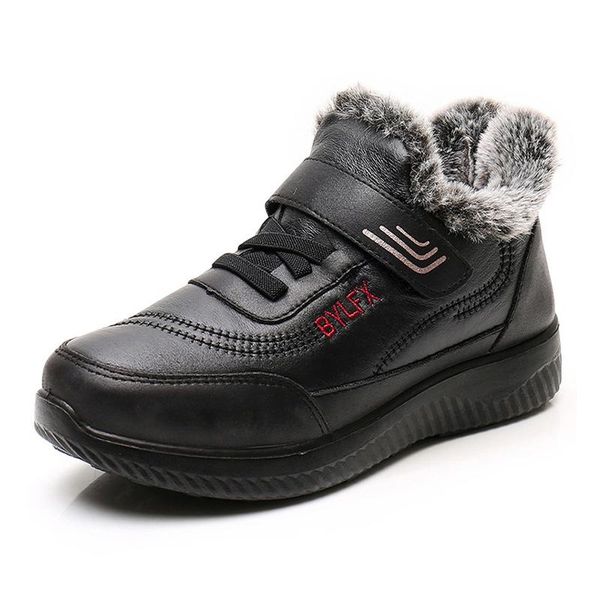

women warm plush ankle boots ladies winter faux fur short boot female hook and loop shoes soft comfortable outdoor new fashion, Black