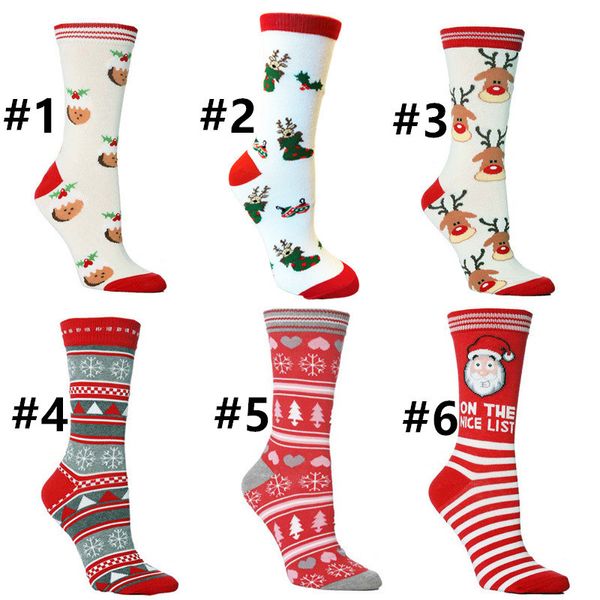 

christmas stockings cartoon xmas santa claus elk snowflake bell printed men women stocks personalized cotton socks in tube socks cz102401, Pink;yellow