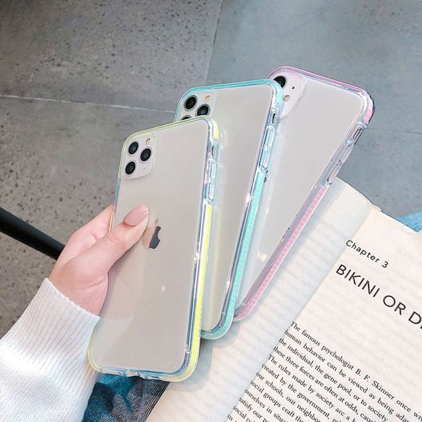 

11 mobile phone case with hanfeng color contrast frame suitable for vip 11 promax transparent protective case xr lovers xsmax net red 74fre