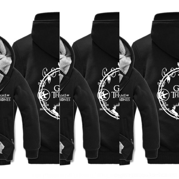

fgz8t fire woolsweater of power wool ice and game stark clothing fleece thickened game song power song coat woolsweater woolof ice and fire, Black