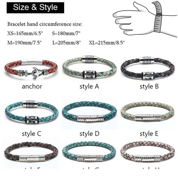 

men bracelet/leather bracelets/anchor/bracelet leather men bracelets 2019 stainless steel brown male bangles for jewel jllbad