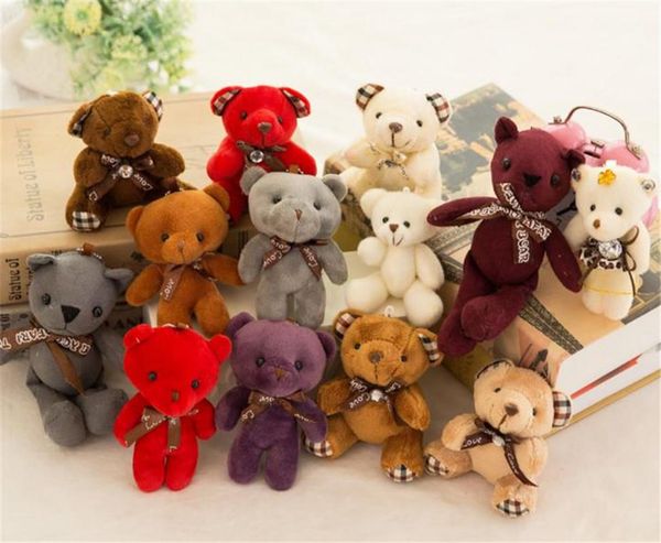 

stuffed teddy bear plush toys girl baby shower party favor cartoon animal key bag pendants 12cm christmas presents