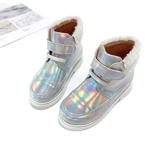 

laser autumn and new winter 2020 color light children' martin boots, Black;grey