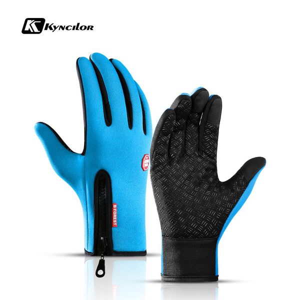 

kyncilor открытый спортивный спорт пешие велосипедные перчатки зимний windstopper водонепроницаемый бархатный туризм сенсорный экран велоспо, Black