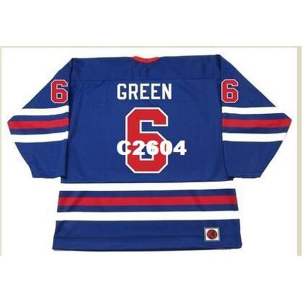 

men #6 ted green winnipeg jets 1975 wha retro home hockey jersey or custom any name or number retro jersey, Black