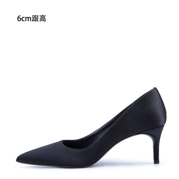 

2021 new pointed to fall of silk fine fashion woman shoes ladies tfza, Black