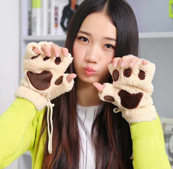 

factory gloves factorydsj5factorydsj5factoryeat6cat bear ladies winter mittens fingerless fluffy plush paw claw half fin
