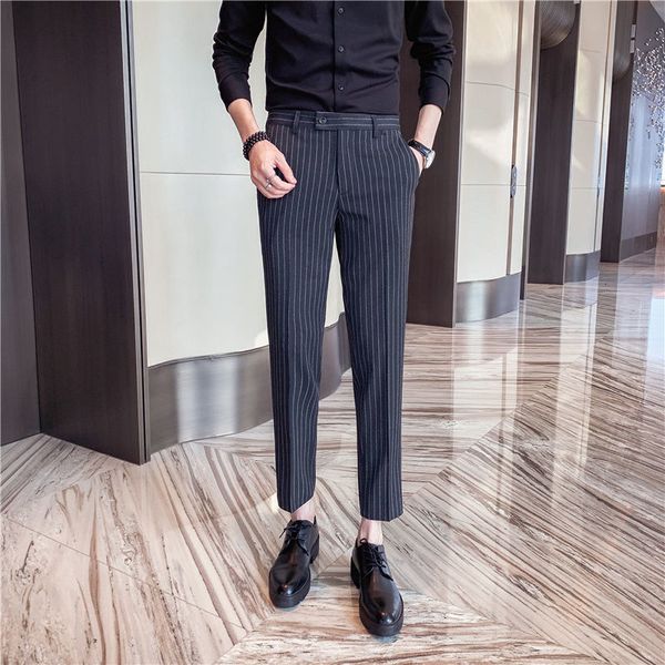 

2021 men's dress new autumn thin striped down pants young clothes 29-36 s6sn, Black
