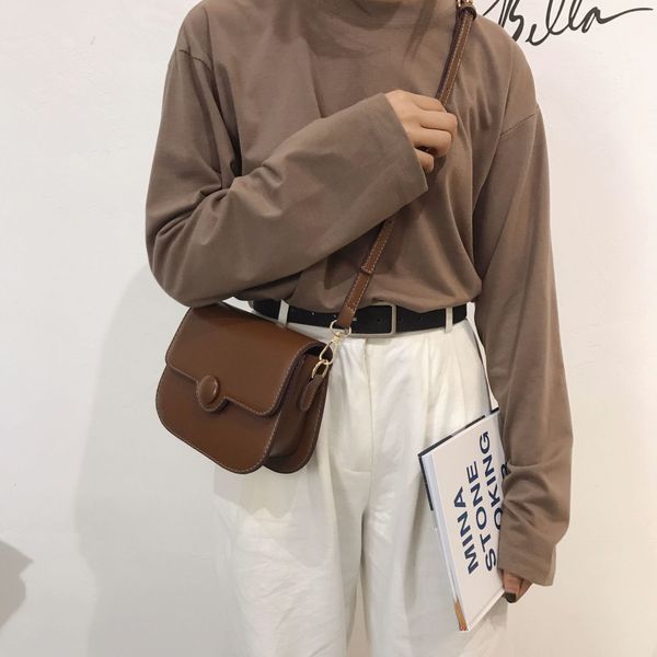 

round mouth mini square bag korean fashion versatile straddle small bag sen single shoulder women's bag c1114