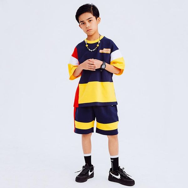 

designer clothing boys rave outfits splice jazz dance costume kids hip hop dance clothes street outfits street wear jl12011, Black;red