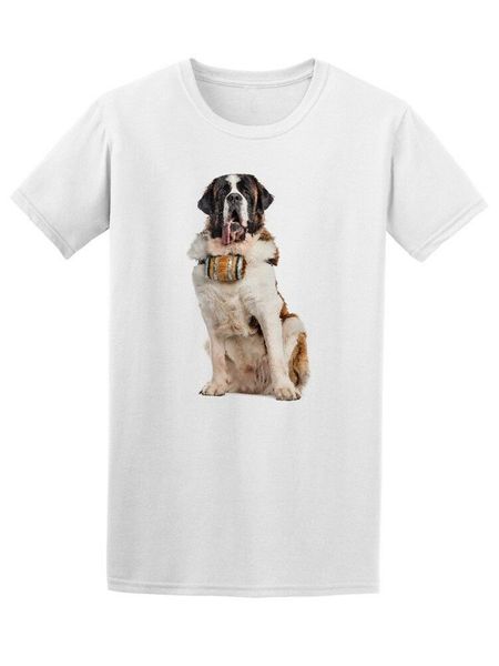 

st. bernard with a barrel men's tee -image by tee tshirt tee shirt sport hooded sweatshirt hoodie