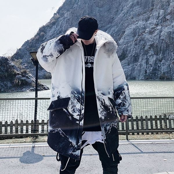 

privathinker winter new parkas casual oversize warm coat man hip hop hooded clothing male thicken zipper camouflage parka 201104, Black