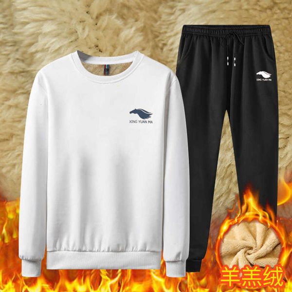 

plush winter men's sportswear casual handsome suit, Gray