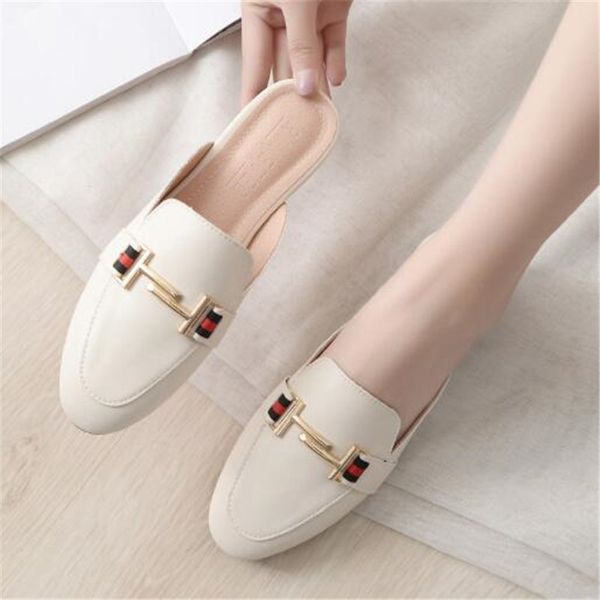 

women's autumn lazy toe-covered shoes leisure home slippers women mules shoes female flat slides ladies flip flops big size 43 x1020, Black