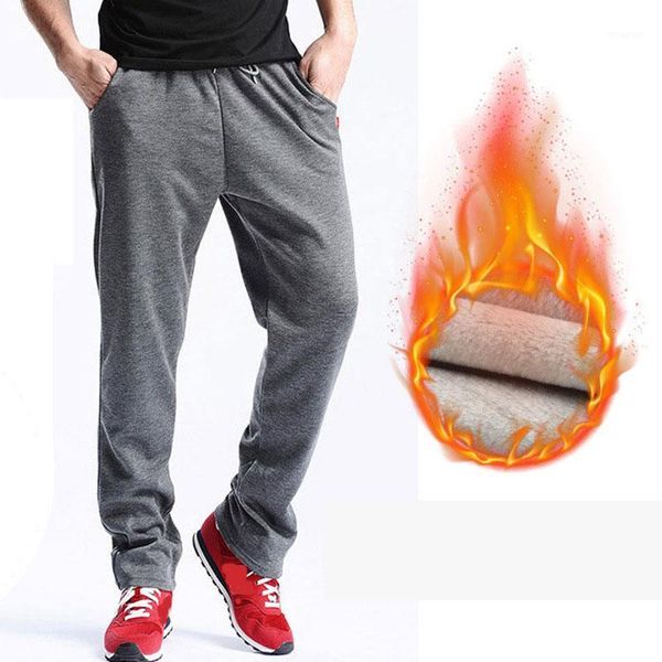 

soft comfortable new sweatpants men's winter thick fleece pants straight mens pants mirco velvet sweatpants joggers casual1, Black