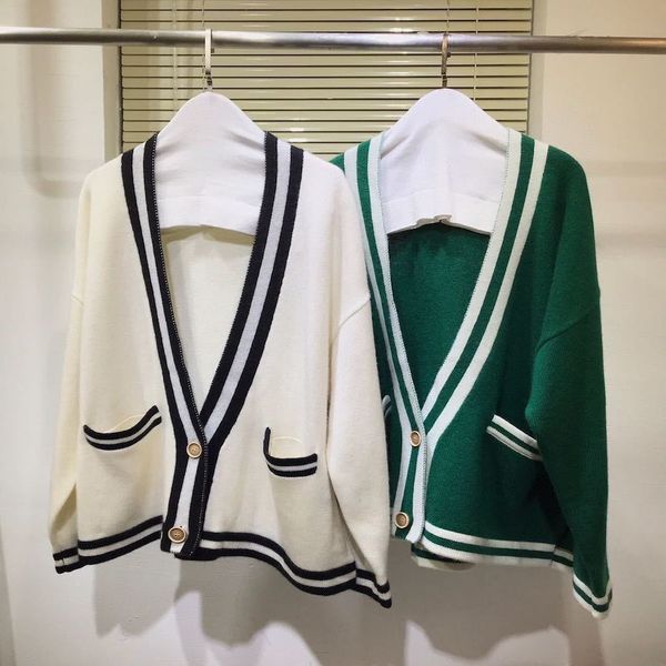 

2021 autumn designer cardigans single long sleeve cashmere sweater mrem, White;black