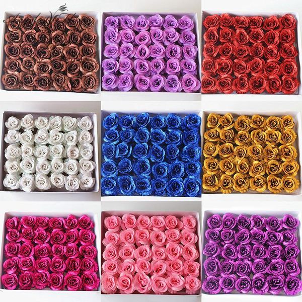 

decorative flowers & wreaths 30pcs crystal gold shiny rose head artificial fake eternal flower hold bouquet decor for home wedding party val