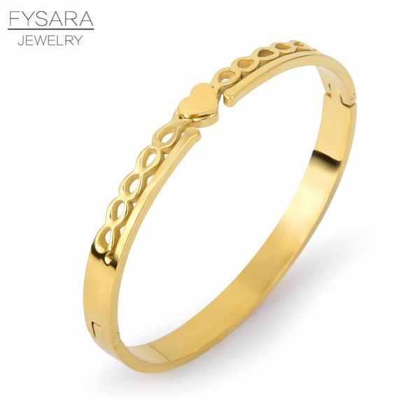 

fysara hollow infinity heart bracelets bangles fashion rose gold color pulseiras for women charm bracelets nail lover jewelry bbylmg, Black