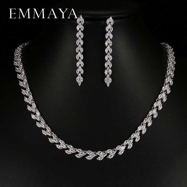 

emmaya elegant brand silver color rhinestone zircon earrings & necklaces for women bridesmaids wedding cross jewelry set