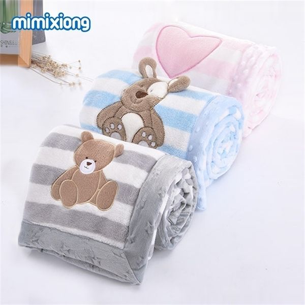

blanket newborn bebes swaddle wrap cute cartoon toddler baby stroller bedding blankets soft flannel children quilt 100*75cm y201009