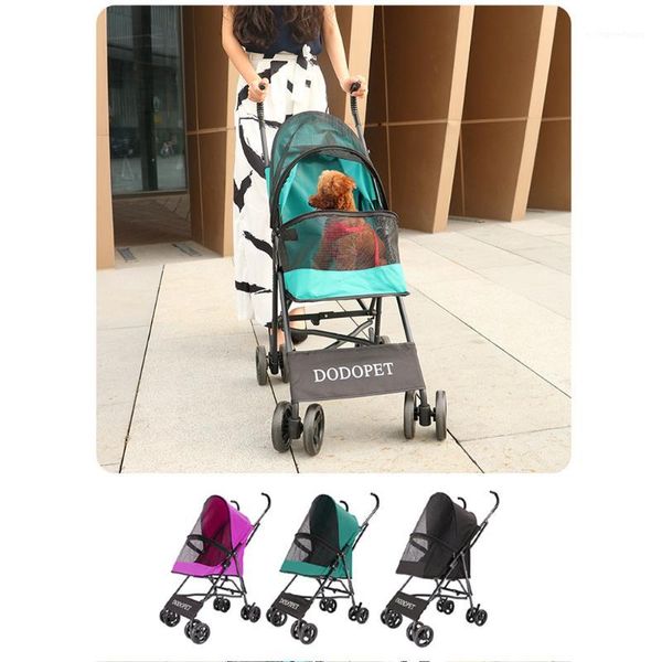 

dodopet pet stroller foldable pet dog cat outdoor carrier cart oxford cloth 4-wheels strolling cart for travelling1