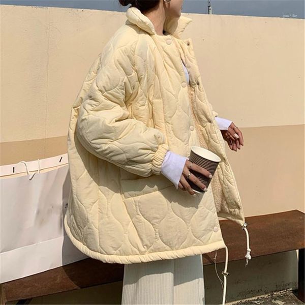 

women cotton clothes coat plus size korean loose drawstring parka jacket winter female ropa casual warm outwear mulheres casacos1, Black