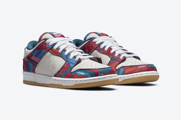 

shoes parra x sb low flat fire pink gym red mocha white royal blue-black sports sneakers