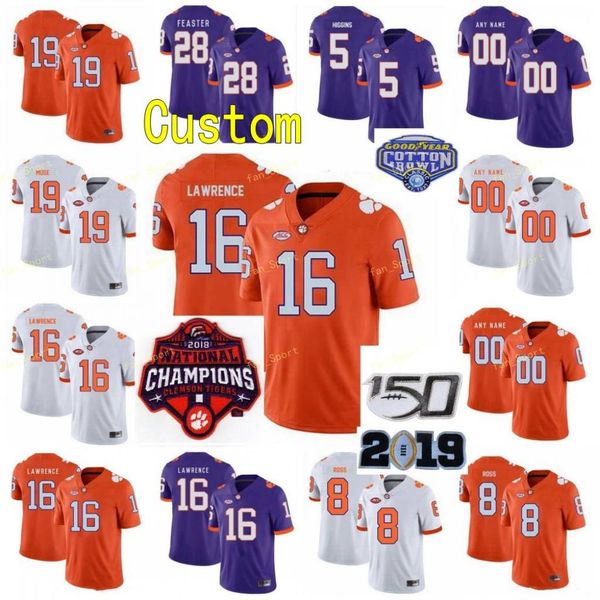 

custom clemson tigers college football jersey 47 james skalski 5 tee higgins 7 chase brice 8 deon cain justyn ross men women youth stitched, Black