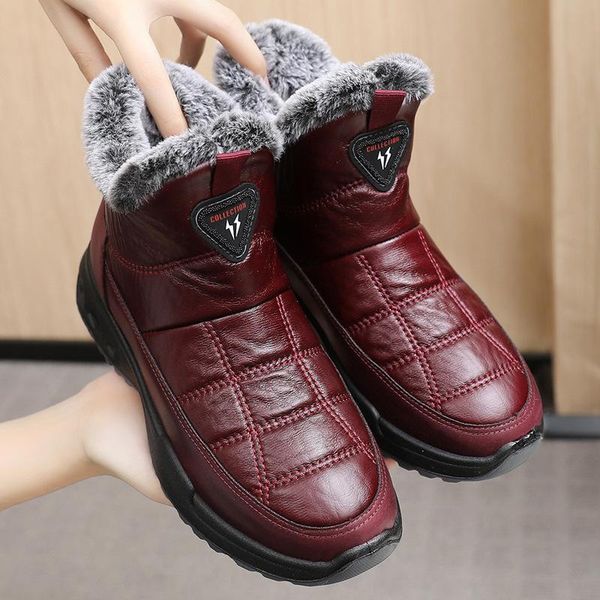 

women snow boots 2020 new warm ankle winter shoes woman boot non-slip watherproof winter boots women shoes plus size 42, Black