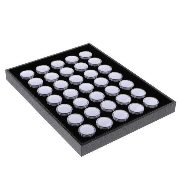 

35 grids gem beads jars holder showcase stackable jewelry display tray box 300 x 230 x 25mm, Pink;blue