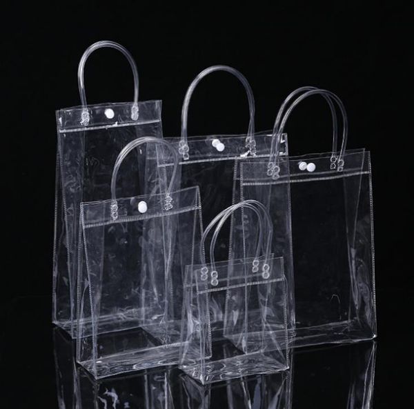 Atacado PVC Clear Handbags Saco de Presente Maquiagem Cosméticos Embalagem Universal Plástico Bolsas Clear Sacos Customizável Tamanho e Logotipo SN5072